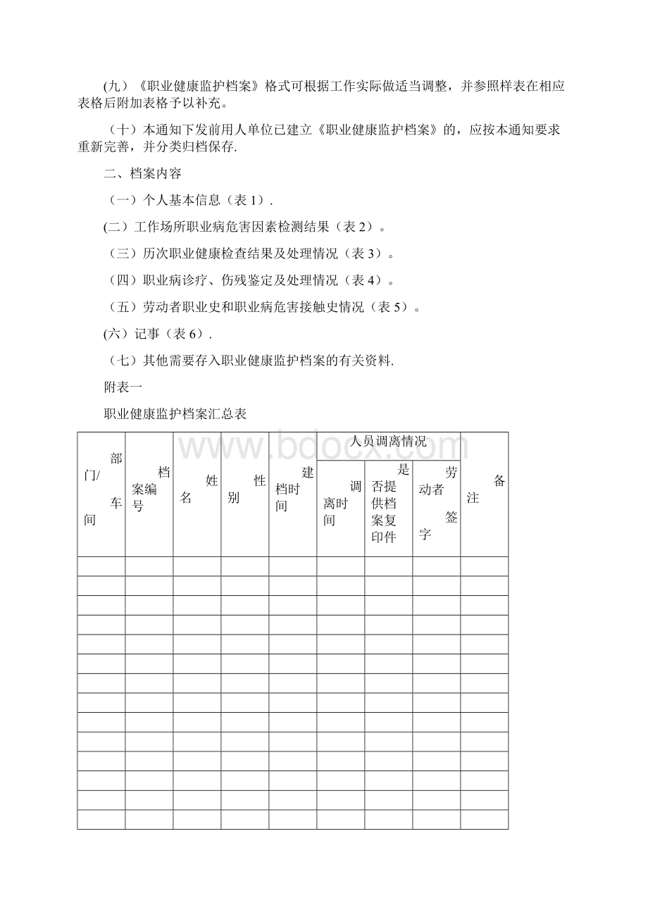 《职业健康监护档案》建立说明及格式.docx_第2页