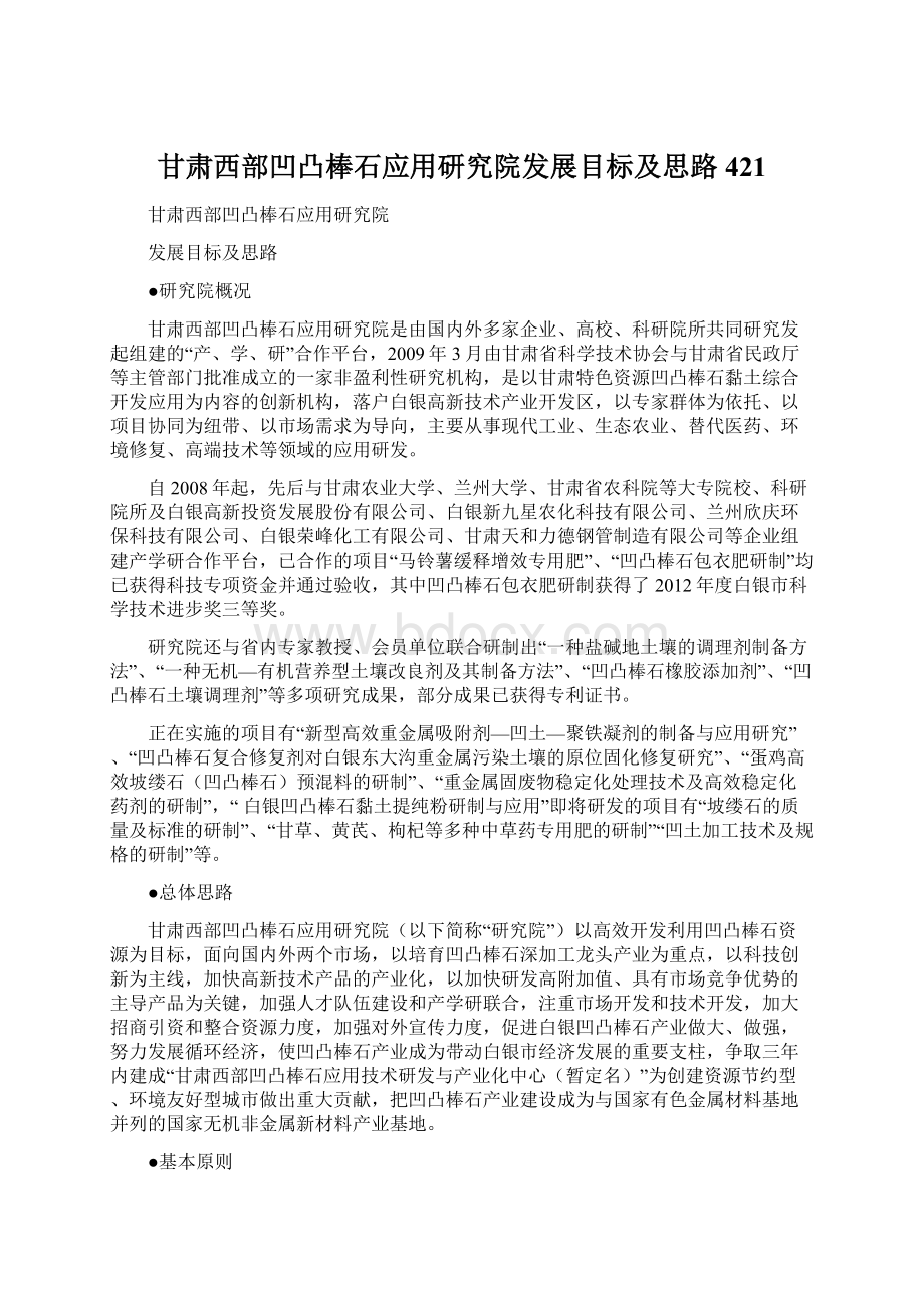 甘肃西部凹凸棒石应用研究院发展目标及思路421.docx