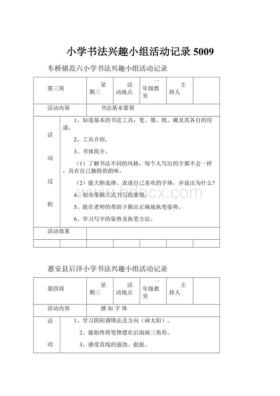 小学书法兴趣小组活动记录5009Word文件下载.docx_第1页