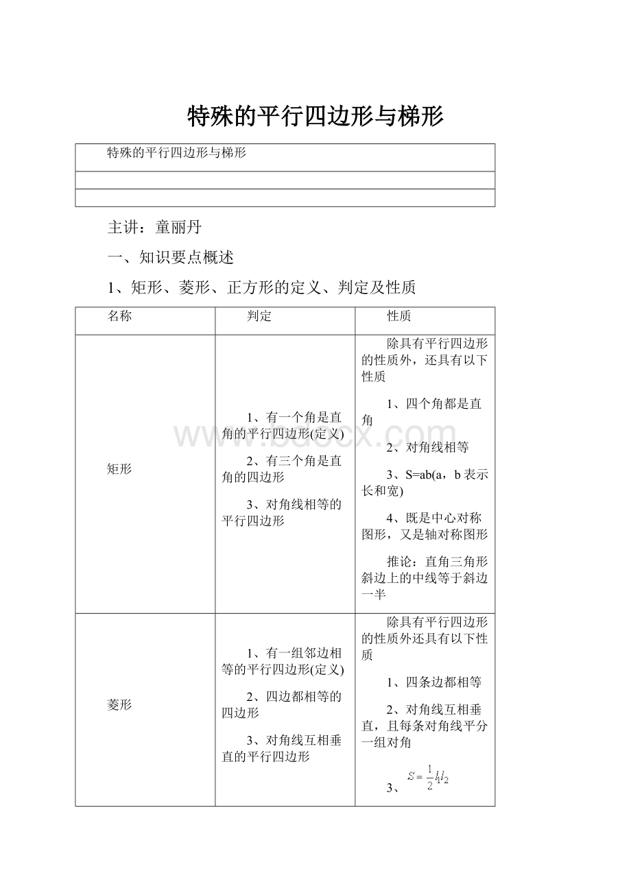 特殊的平行四边形与梯形Word下载.docx