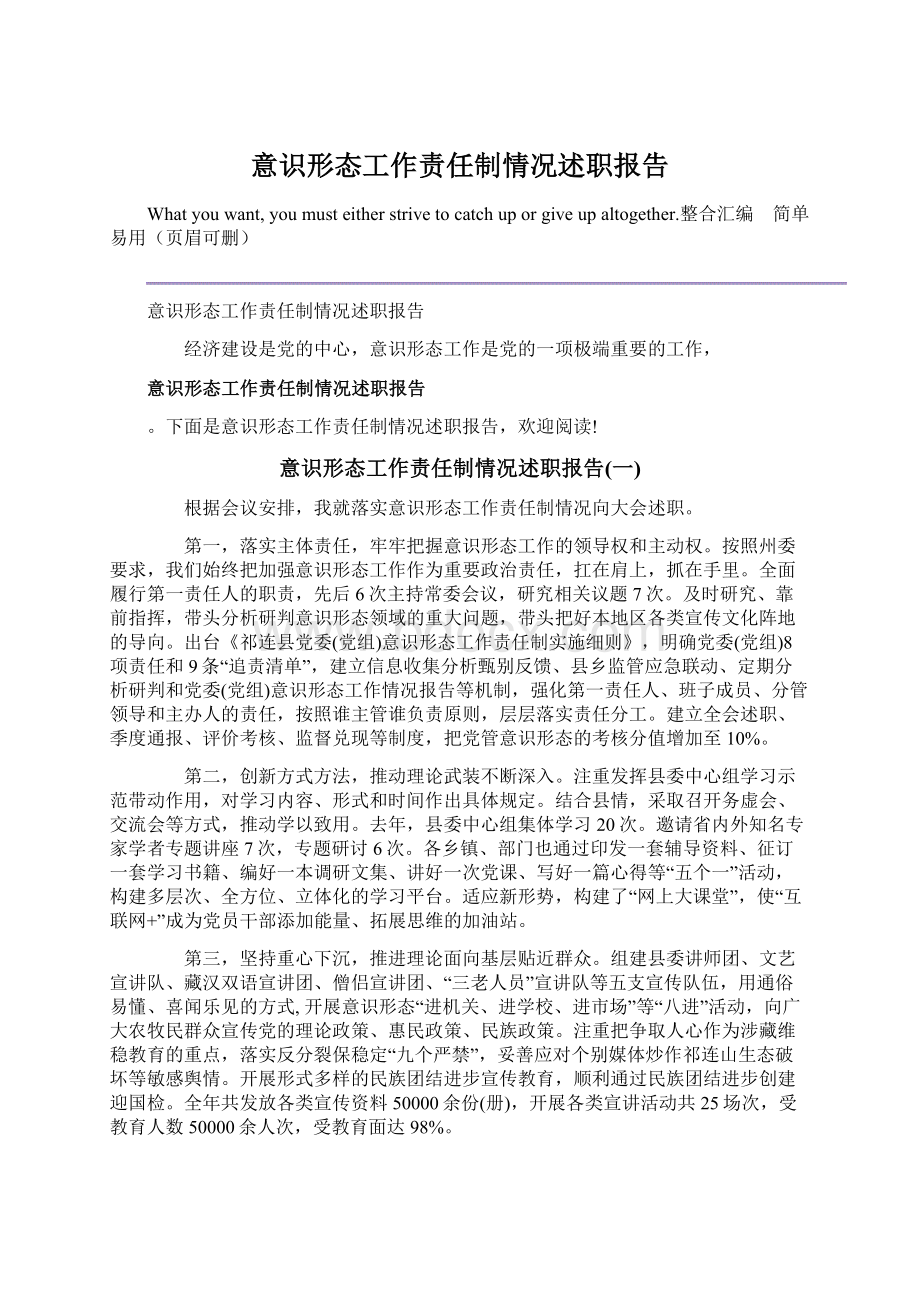 意识形态工作责任制情况述职报告Word格式文档下载.docx