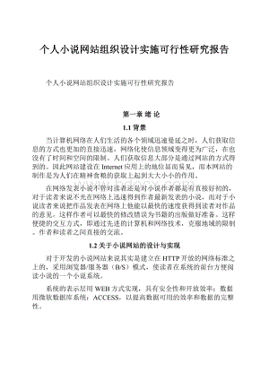 个人小说网站组织设计实施可行性研究报告Word下载.docx