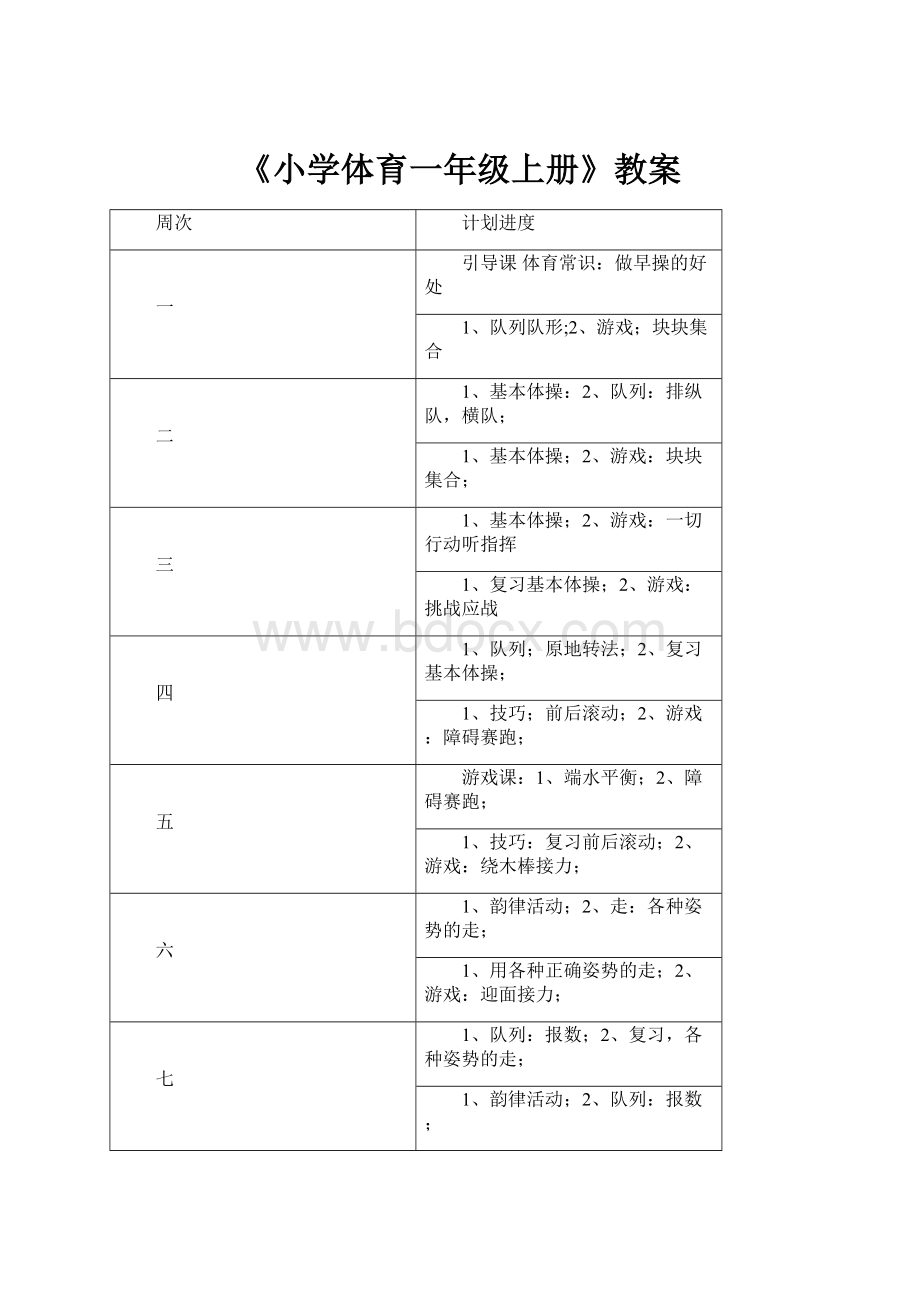 《小学体育一年级上册》教案.docx