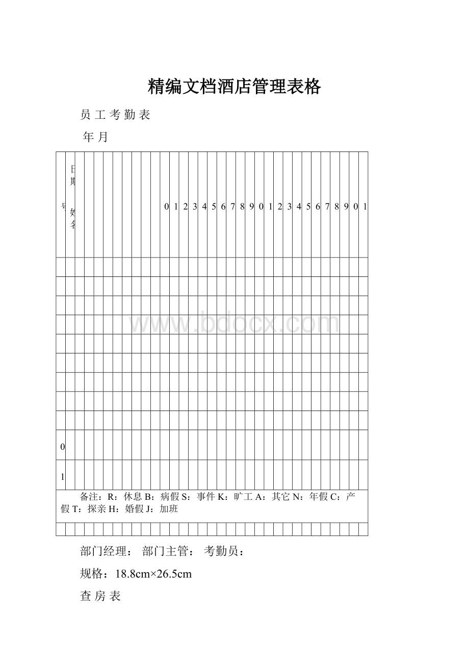 精编文档酒店管理表格Word下载.docx