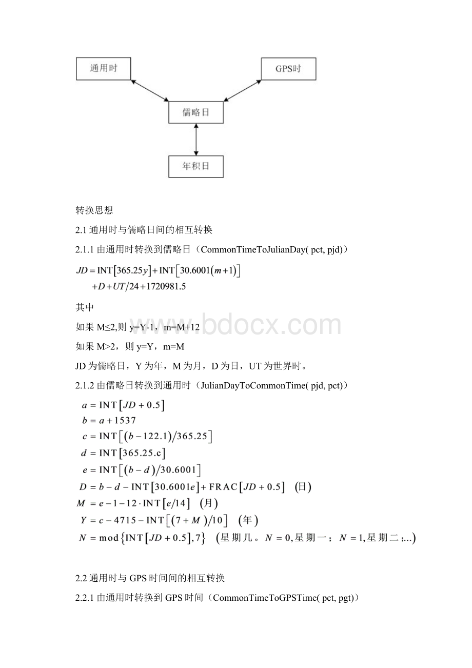 空间大地测量与GPS导航定位时间系统相互转换格里高利时通用时儒略日GPS时年积日相互转换讲解Word文档格式.docx_第2页