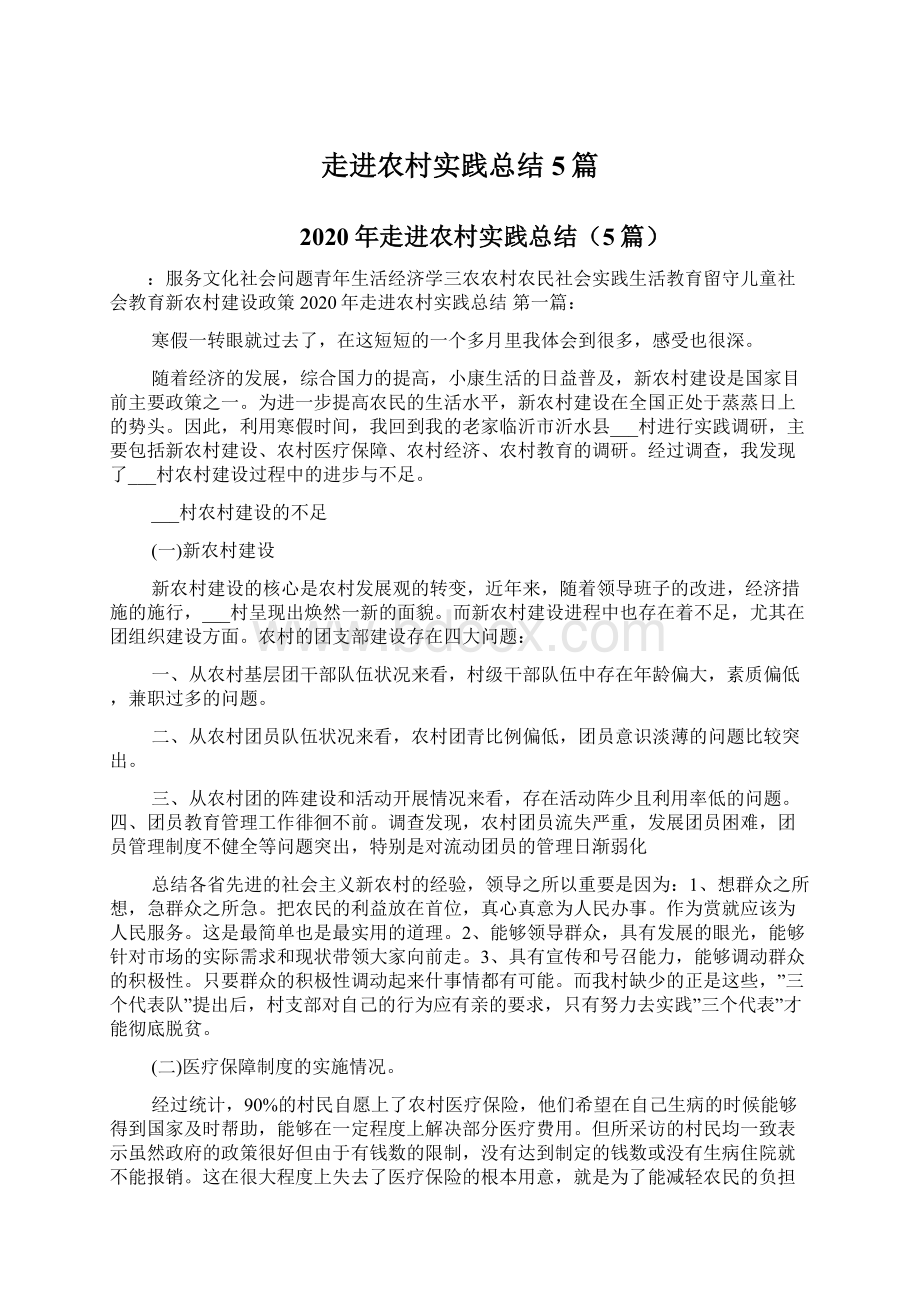 走进农村实践总结5篇.docx