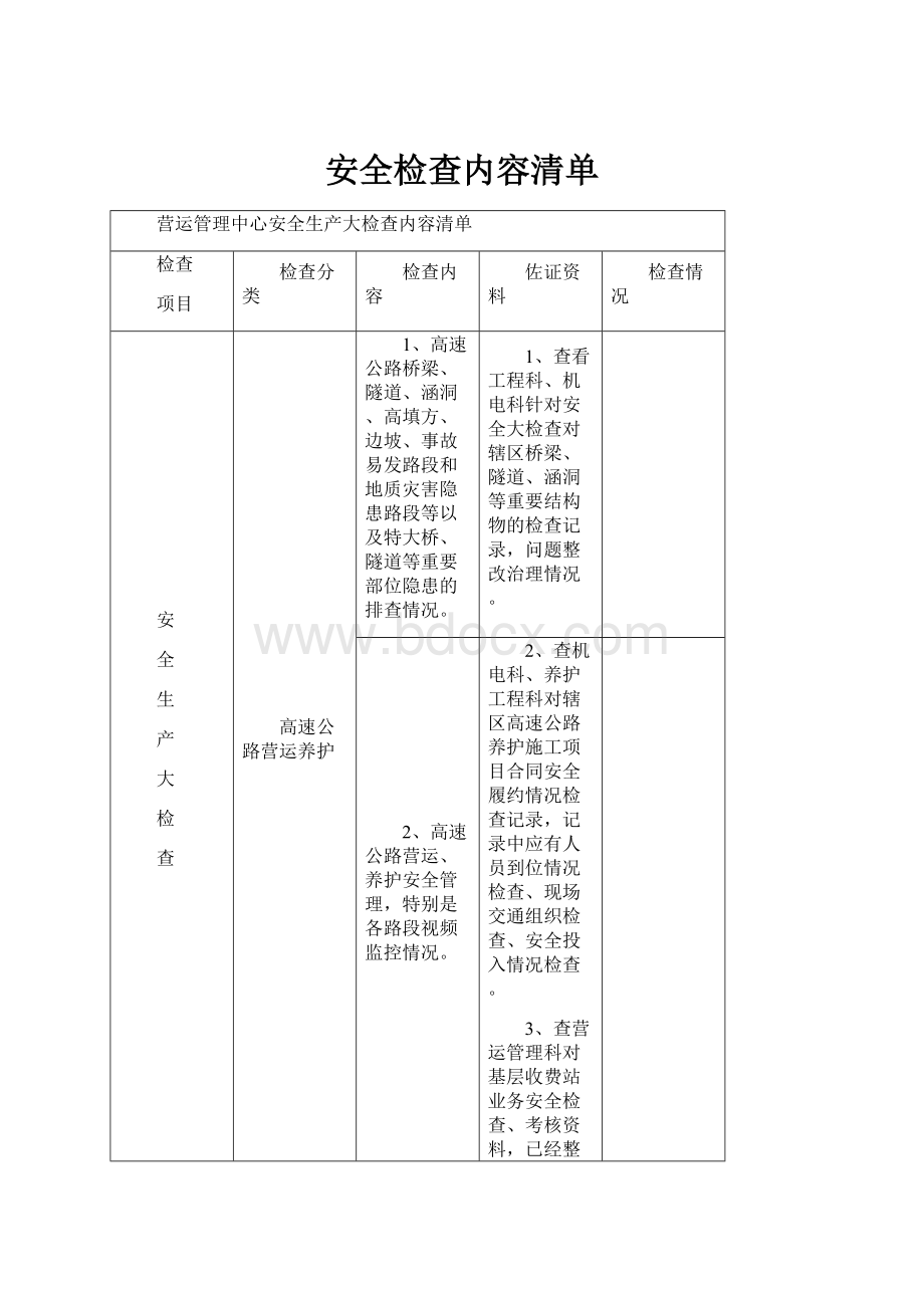 安全检查内容清单Word下载.docx