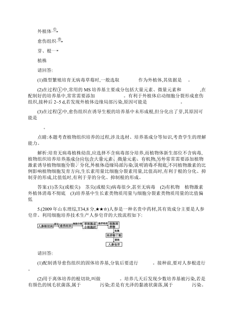 导与练版高考生物考点分类汇编专题20 生物技术在其他方面的应用近3年真题+模拟Word格式文档下载.docx_第3页