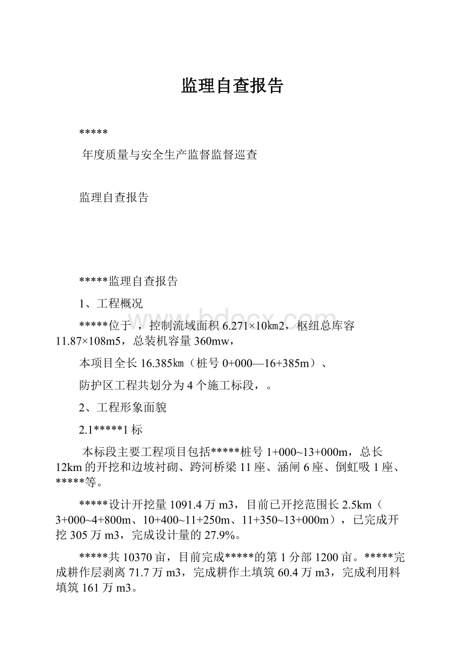 监理自查报告Word格式文档下载.docx