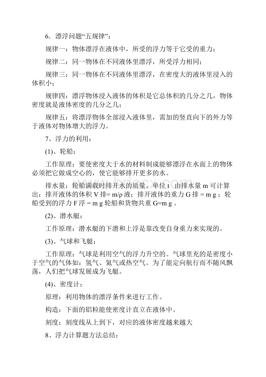 初中物理浮力知识点总结及练习题.docx_第3页