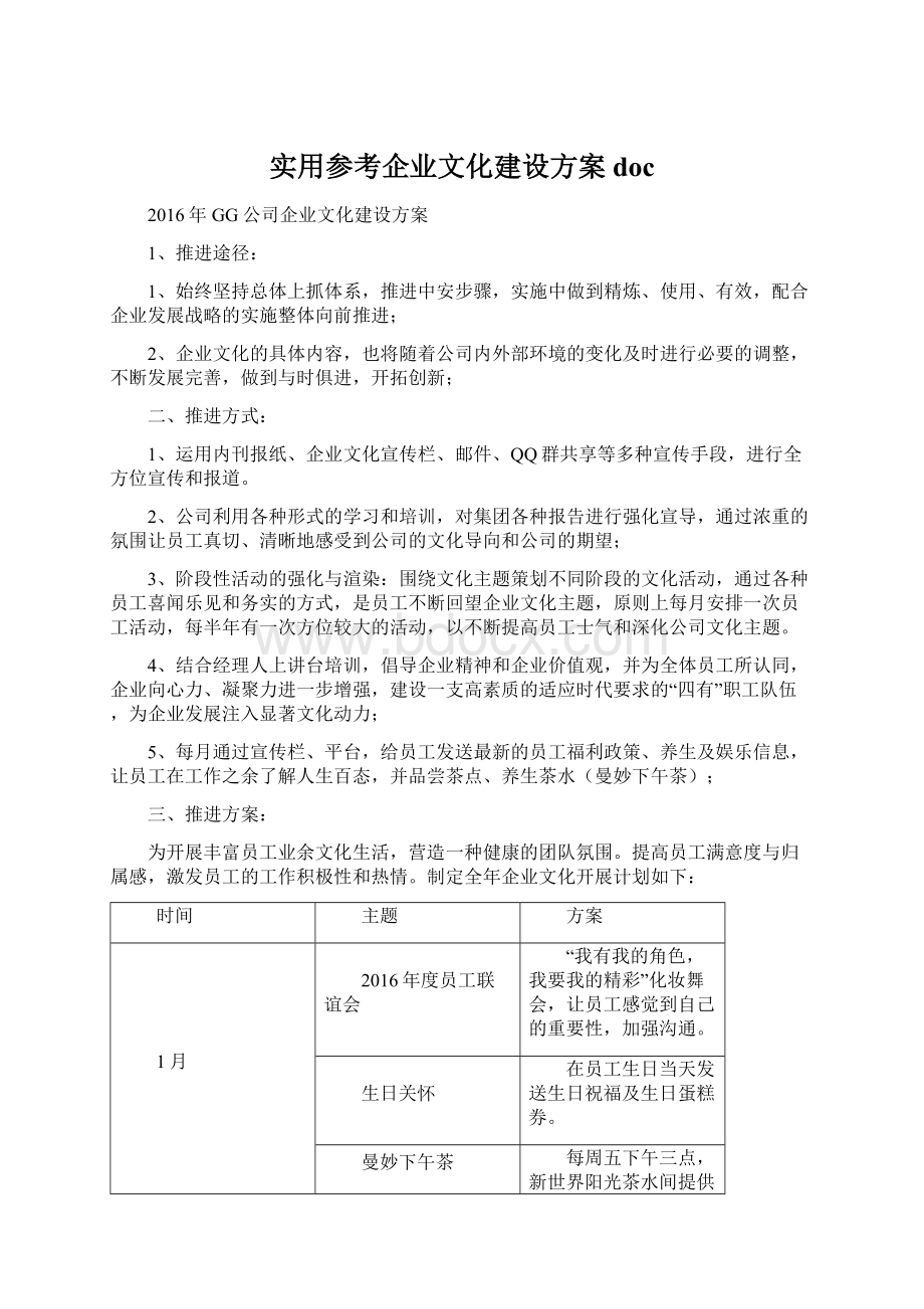 实用参考企业文化建设方案doc.docx_第1页