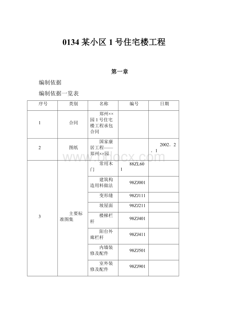 0134 某小区1号住宅楼工程.docx