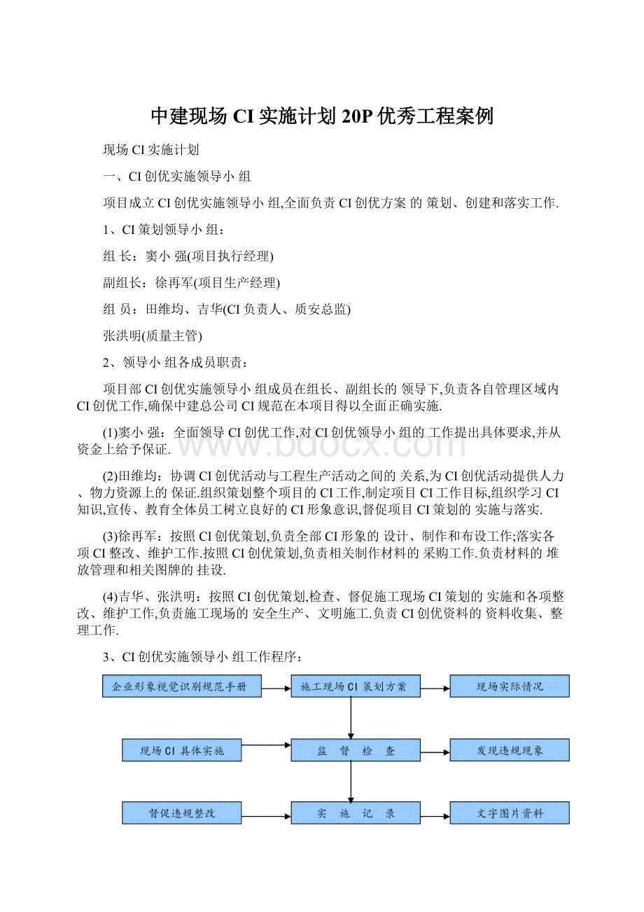 中建现场CI实施计划20P优秀工程案例Word文档格式.docx