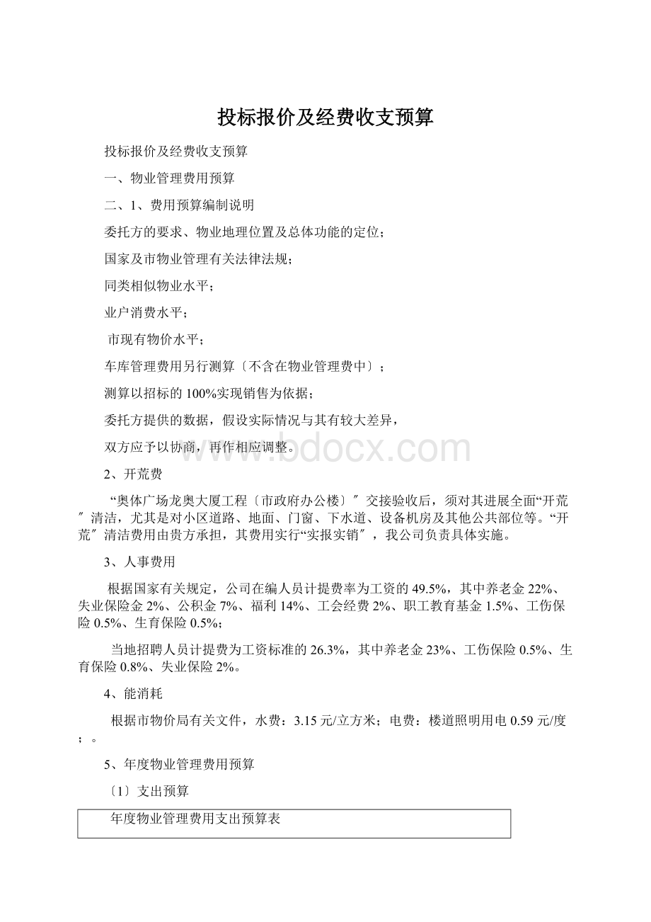 投标报价及经费收支预算Word下载.docx_第1页