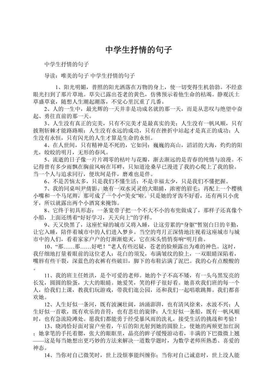 中学生抒情的句子Word格式文档下载.docx