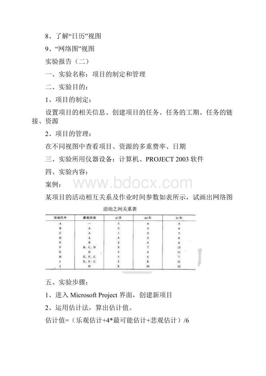 整理项目管理实验报告尤婷Word格式.docx_第2页