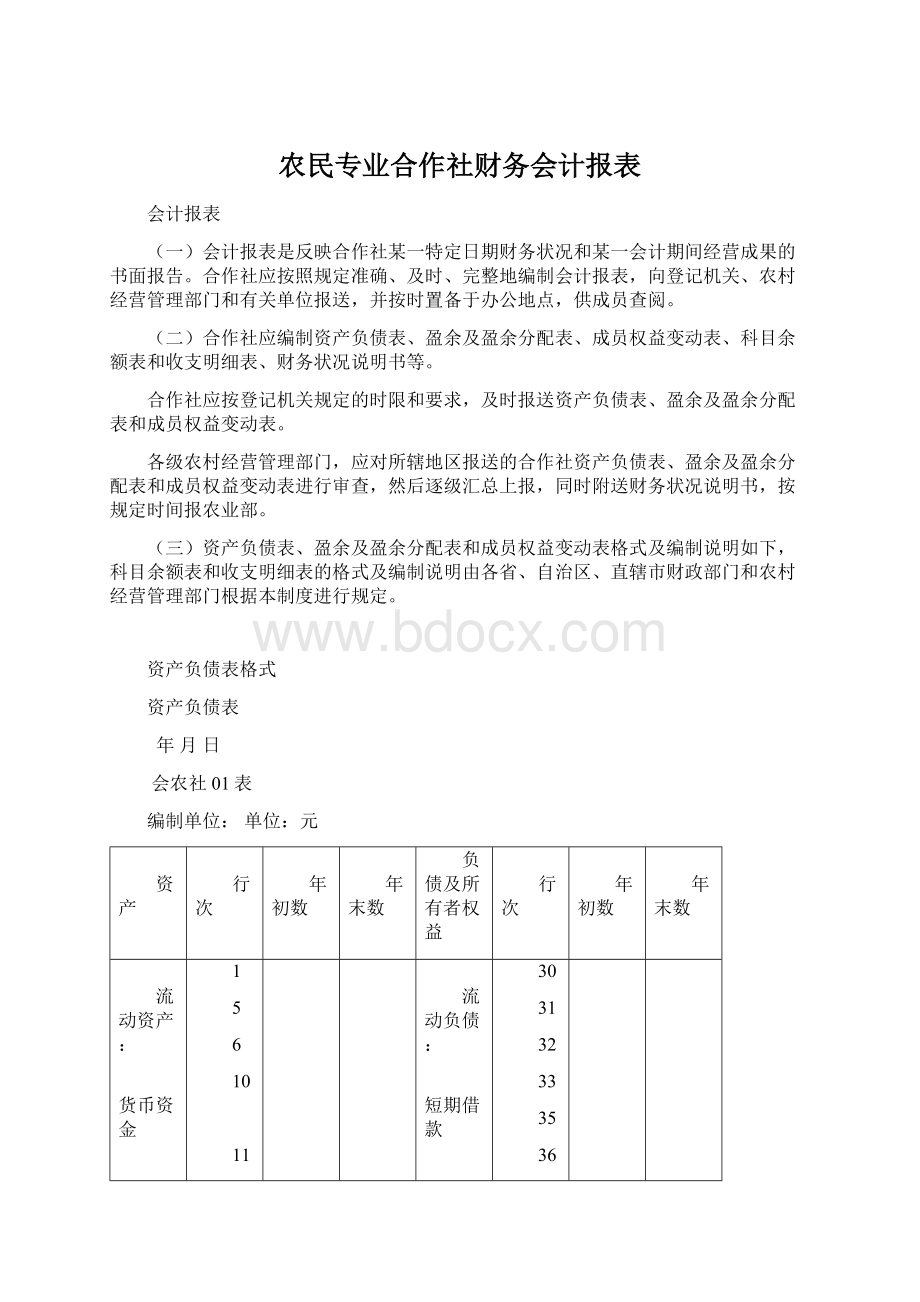 农民专业合作社财务会计报表.docx