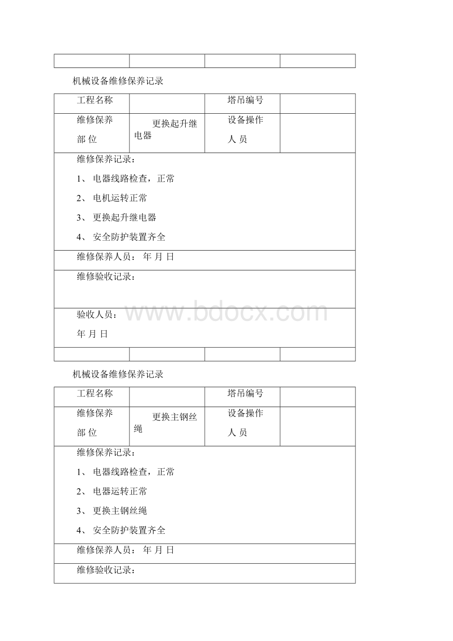 机械设备维修保养记录精编版.docx_第3页