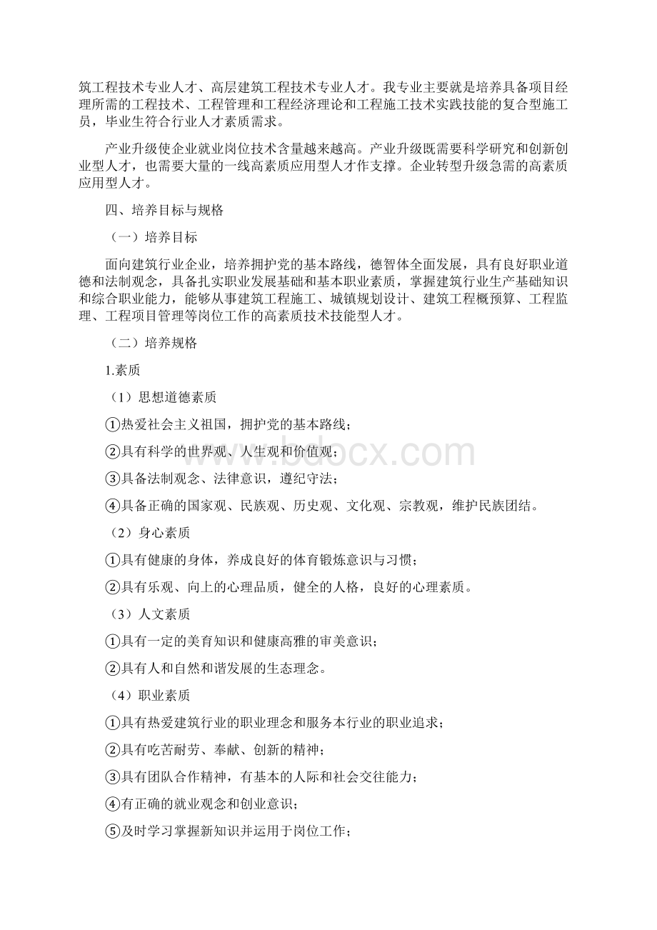 建筑工程技术专业人才培养方案.docx_第3页