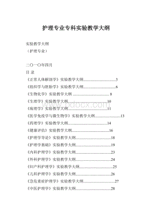 护理专业专科实验教学大纲.docx