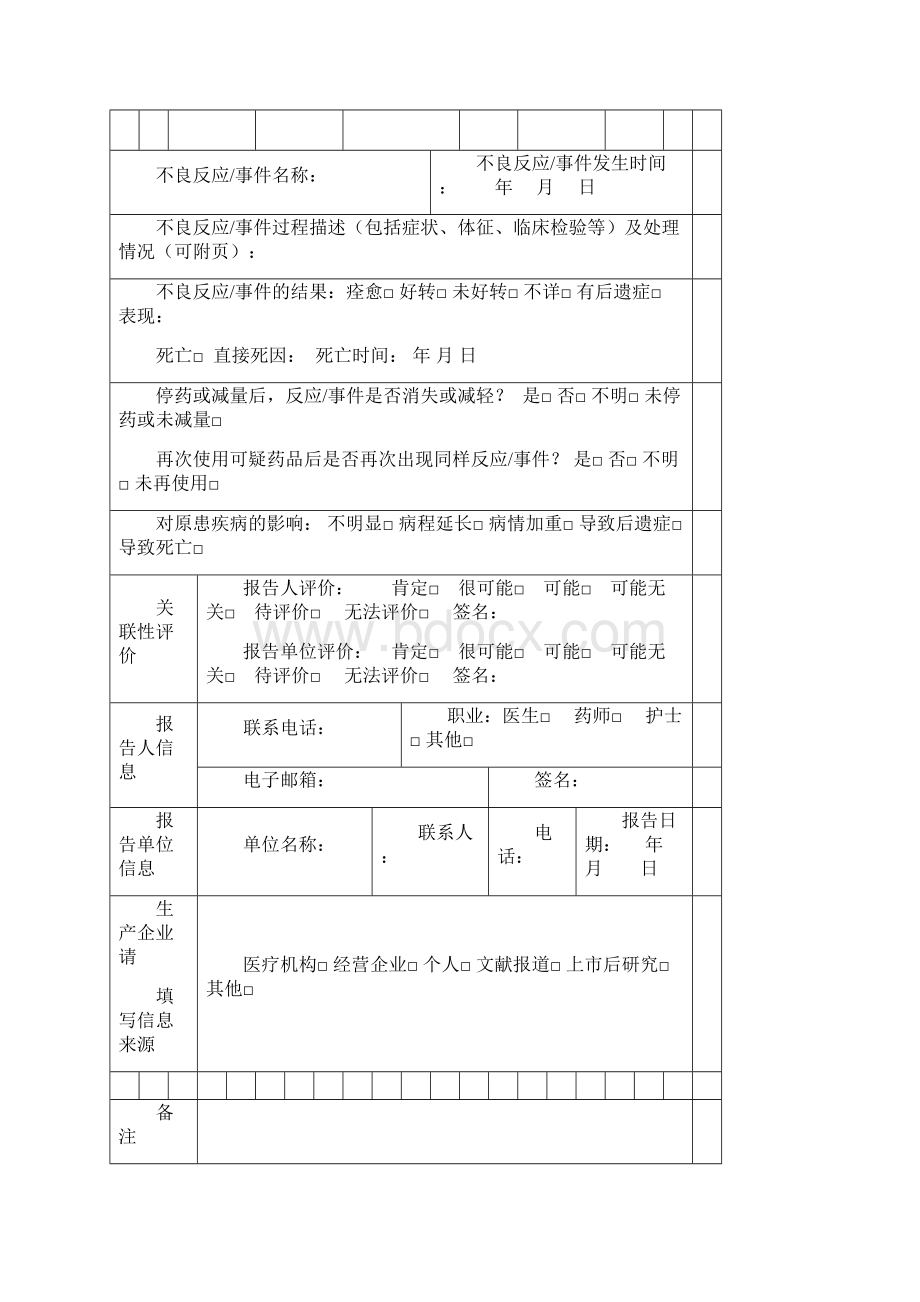 药品不良反应医疗器械不良事件报告表文档格式.docx_第2页