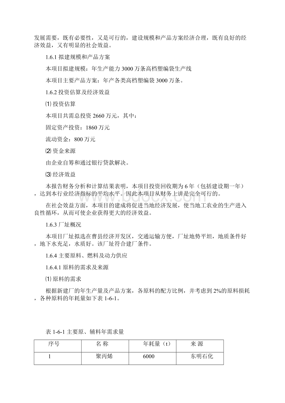 年产3000万条高档塑编袋生产线可行性研究报告Word文档下载推荐.docx_第3页