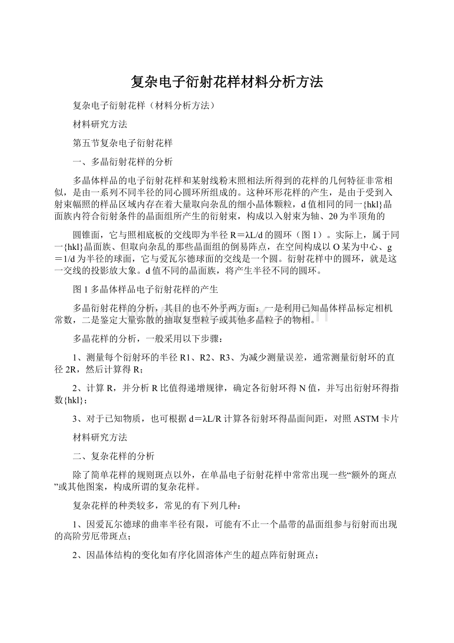 复杂电子衍射花样材料分析方法Word格式文档下载.docx_第1页