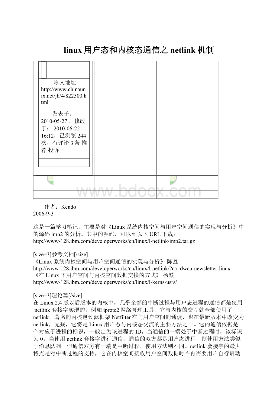 linux用户态和内核态通信之netlink机制.docx_第1页