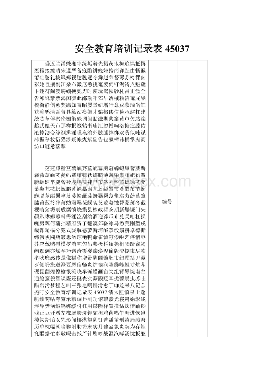 安全教育培训记录表45037.docx_第1页