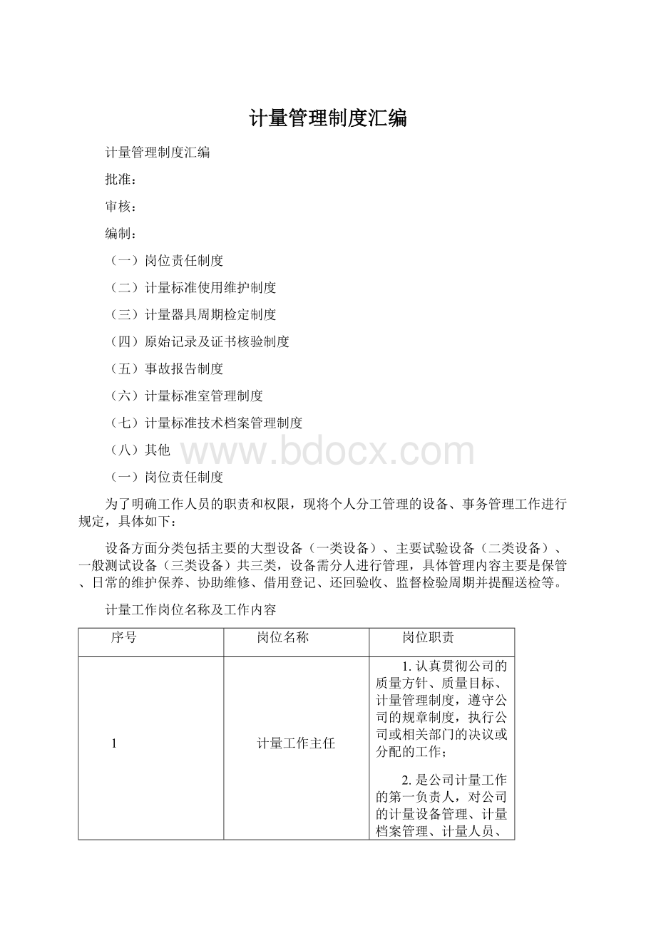 计量管理制度汇编Word文档格式.docx