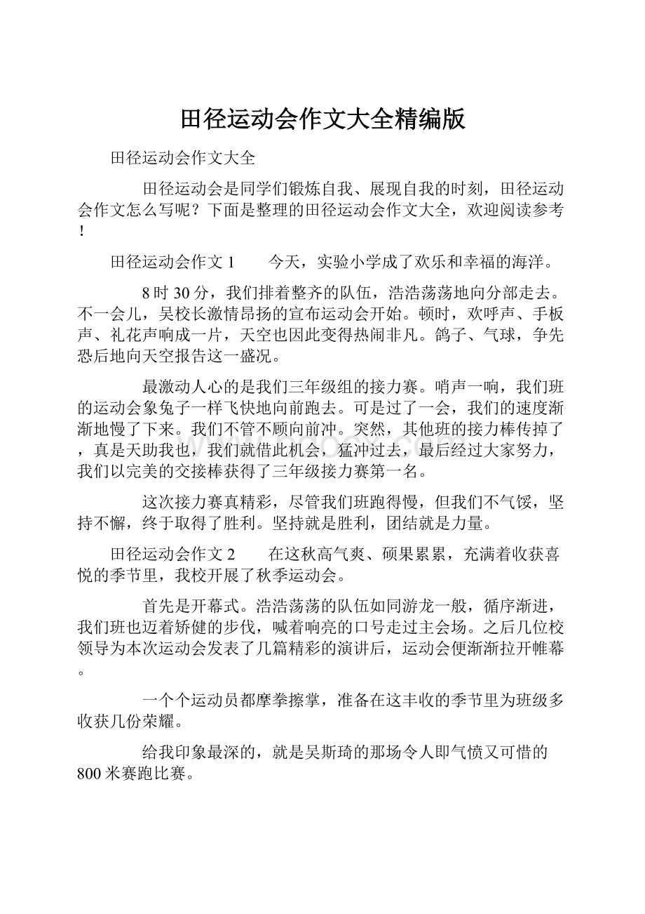 田径运动会作文大全精编版文档格式.docx