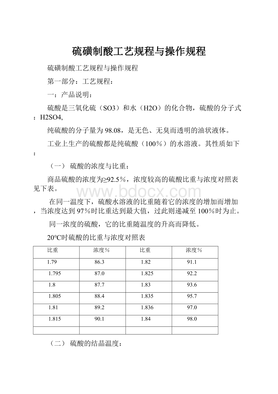 硫磺制酸工艺规程与操作规程Word文档格式.docx