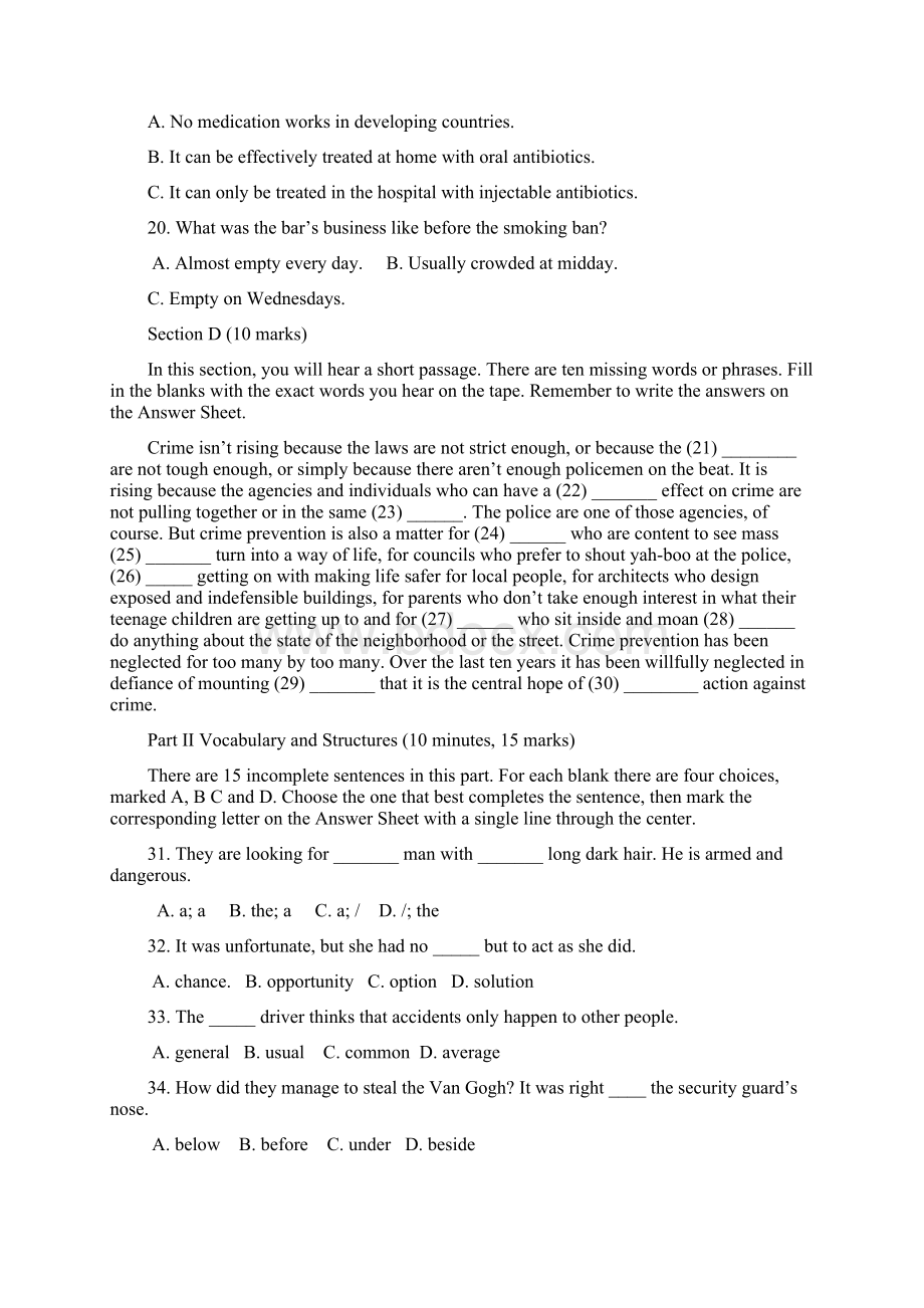 08年大学英语竞赛C类初赛试题+答案.docx_第3页