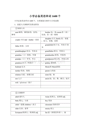 小学必备英语单词1600个Word格式文档下载.docx