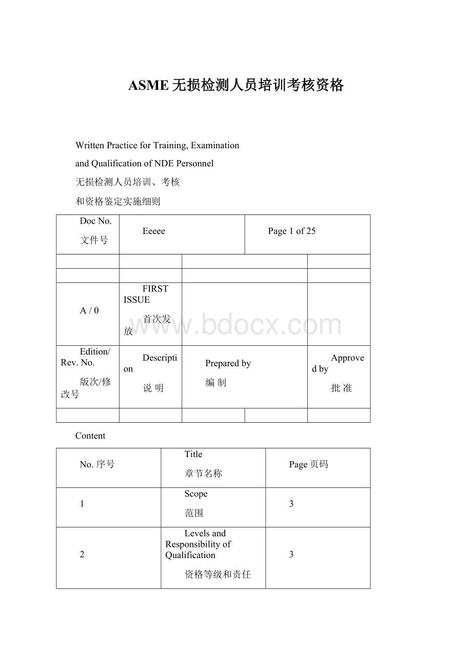 ASME无损检测人员培训考核资格.docx