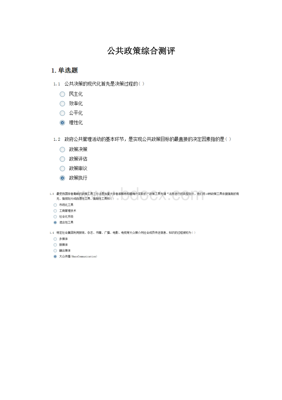 公共政策综合测评Word格式文档下载.docx_第1页