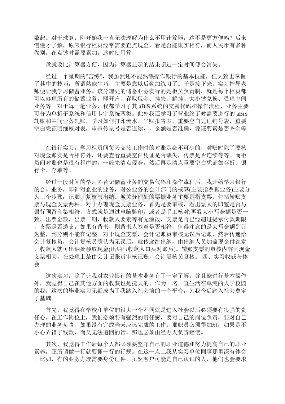 中国农业银行实习报告3000字银行实习报告范文Word格式文档下载.docx_第2页