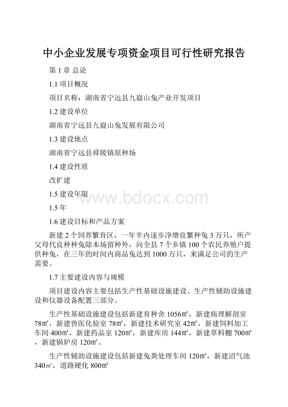 中小企业发展专项资金项目可行性研究报告.docx