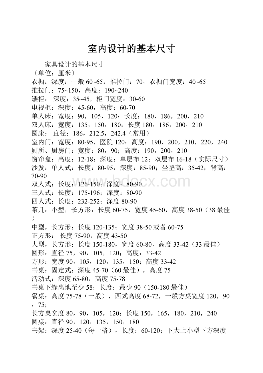 室内设计的基本尺寸.docx_第1页