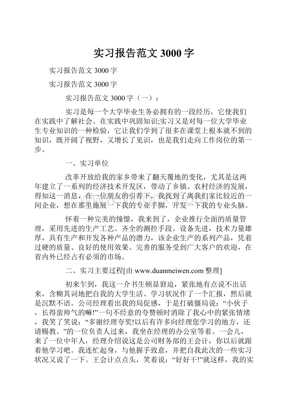 实习报告范文3000字.docx_第1页