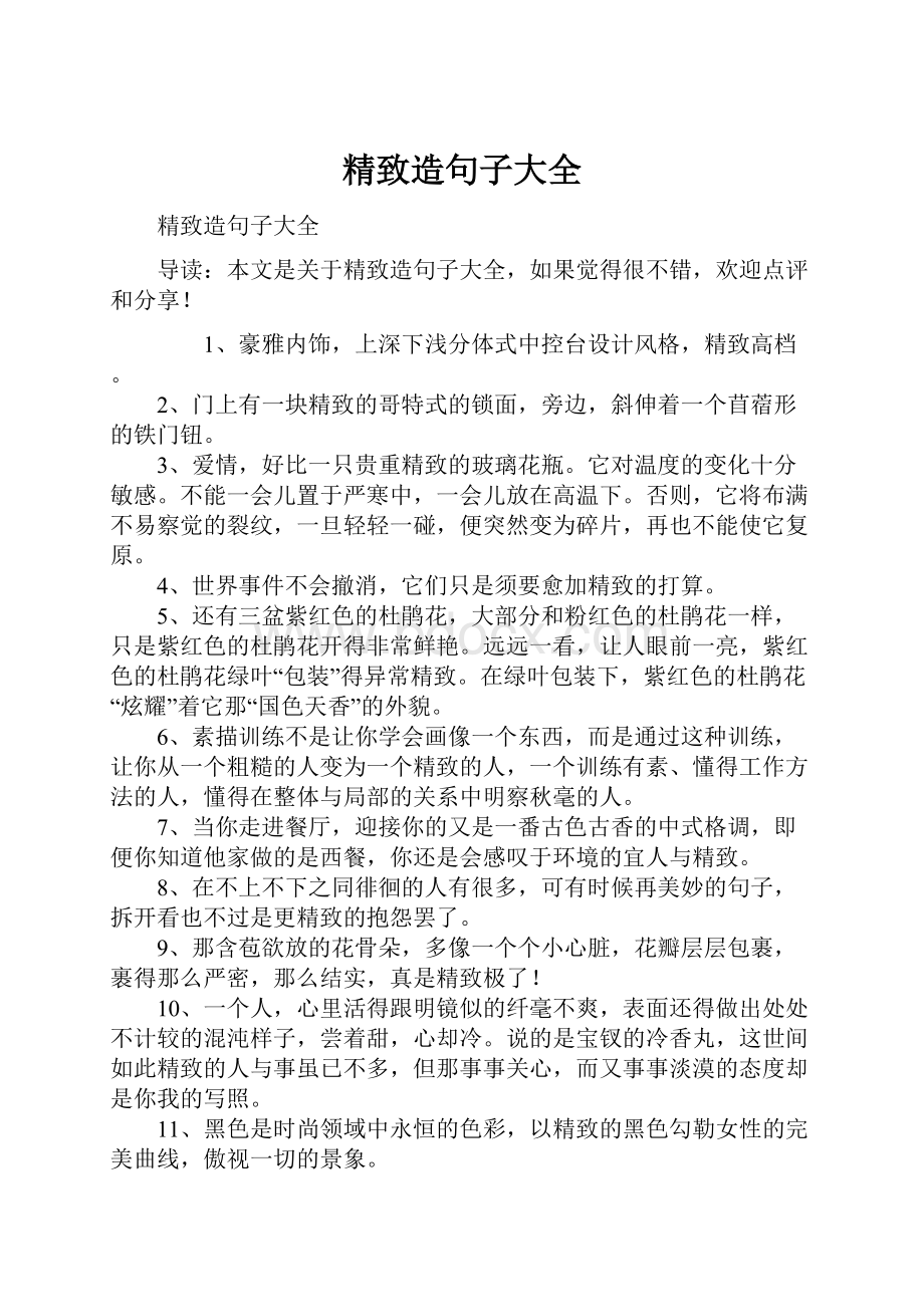 精致造句子大全Word文件下载.docx