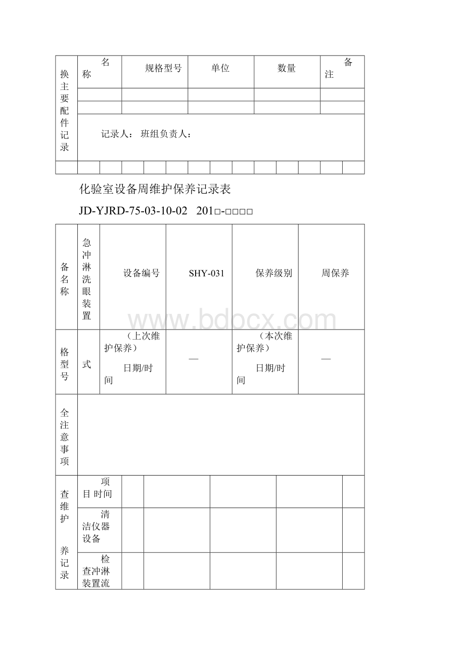 设备周维护保养记录表.docx_第2页