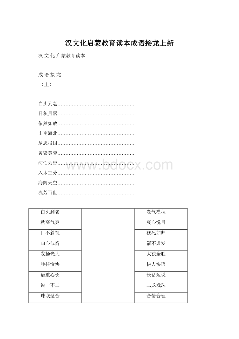 汉文化启蒙教育读本成语接龙上新.docx_第1页