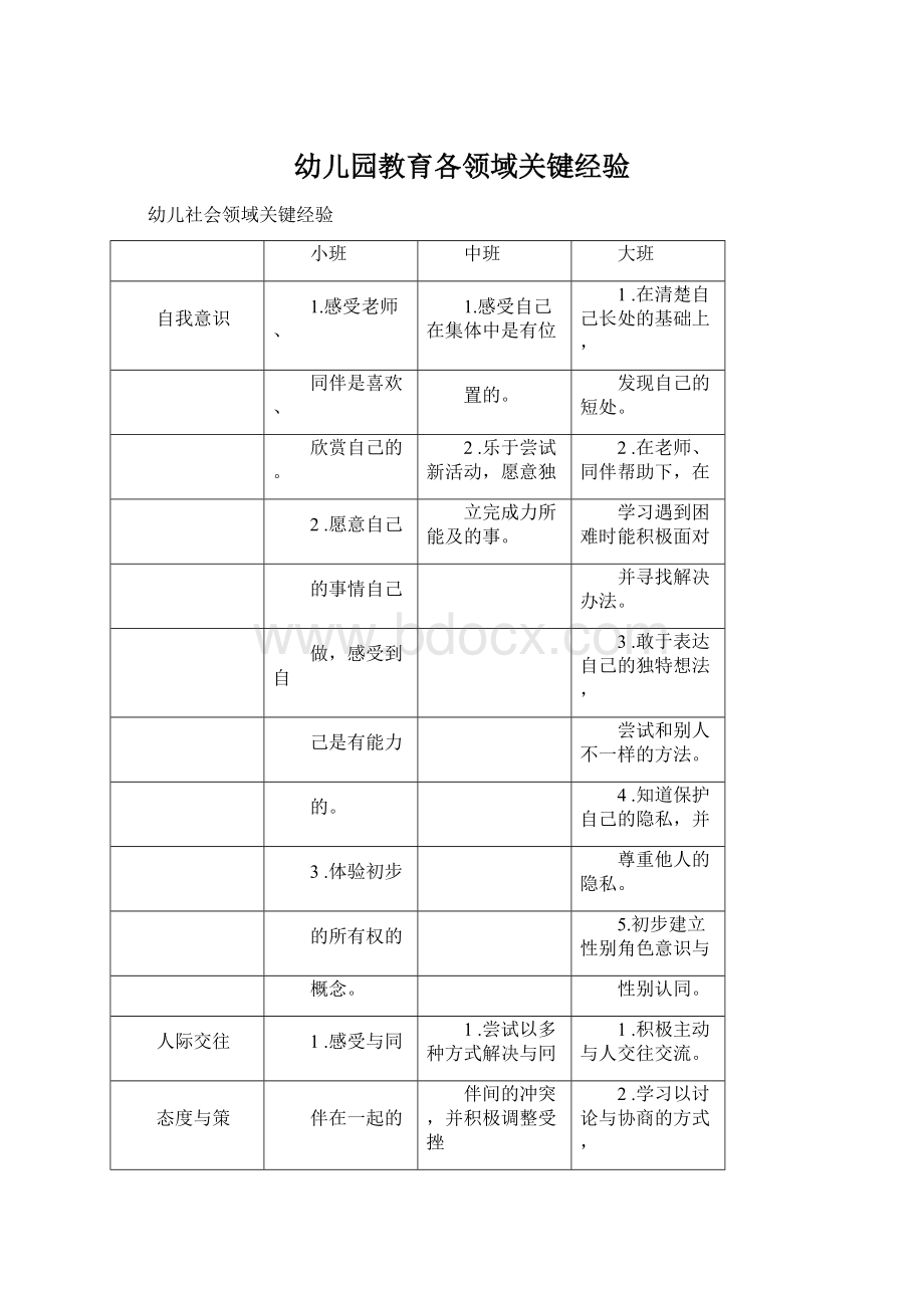 幼儿园教育各领域关键经验.docx_第1页