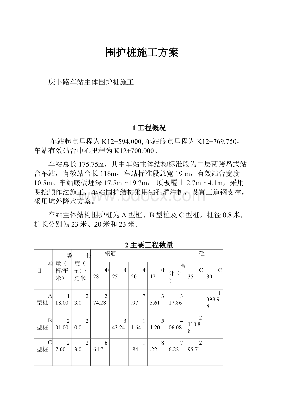 围护桩施工方案Word文档格式.docx