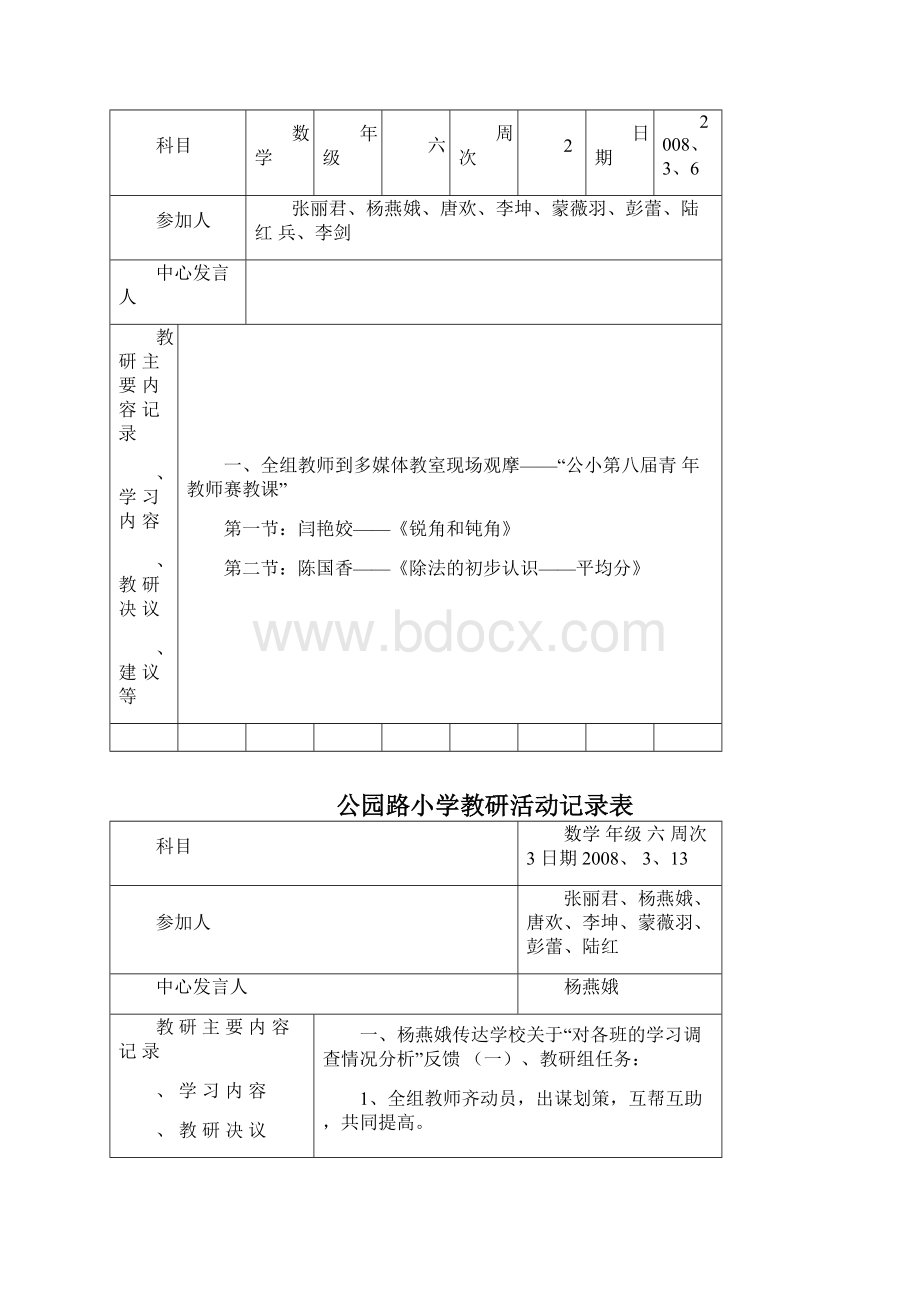 小学教研活动记录表Word文档格式.docx_第2页