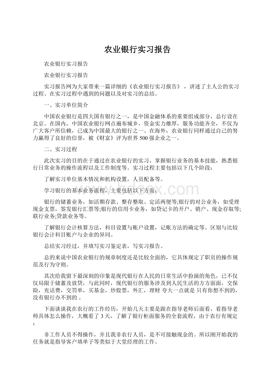 农业银行实习报告.docx_第1页