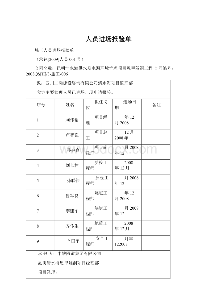 人员进场报验单Word格式文档下载.docx_第1页