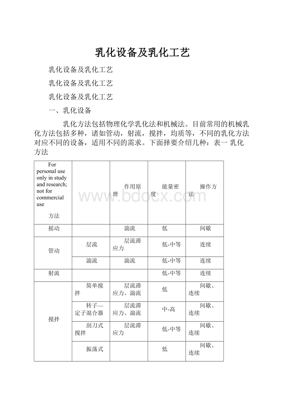 乳化设备及乳化工艺Word文件下载.docx