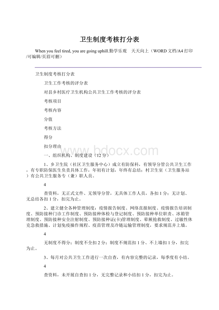 卫生制度考核打分表.docx_第1页